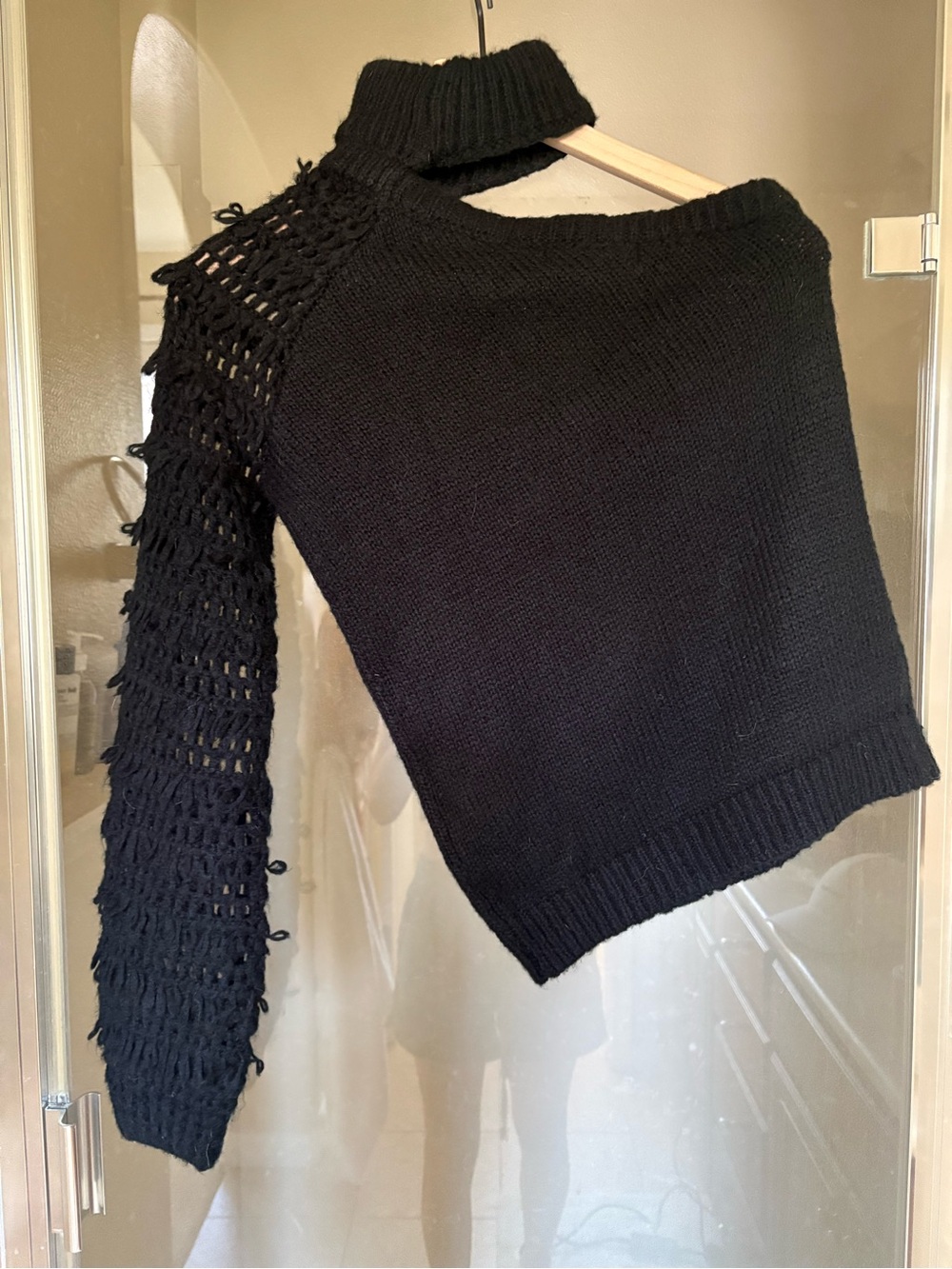 House of Harlow 1960 One Shoulder Black Sweater